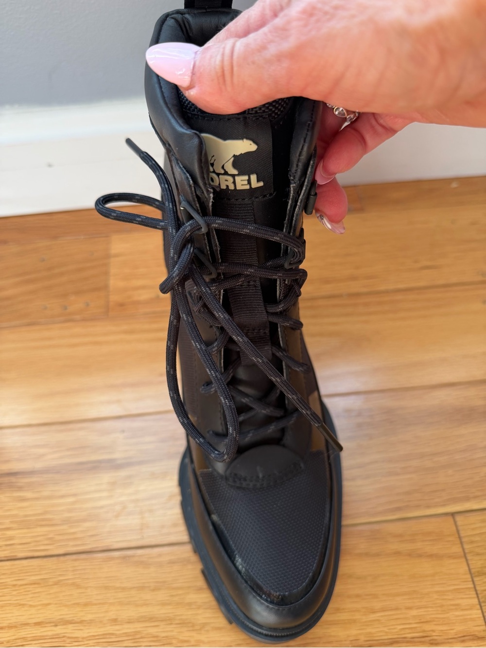 Sorel Black Lace-Up Chunky Heel Combat Boot - Picture 5 of 7